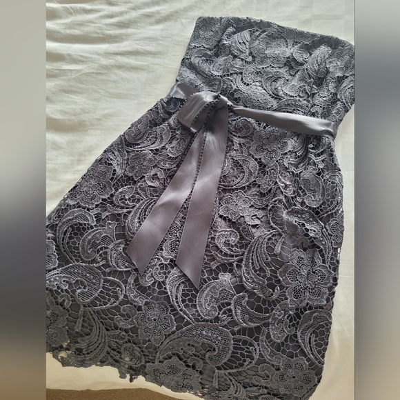 Adrianna Papell size 6 deep grey short lace evening dress - Picture 4 of 9